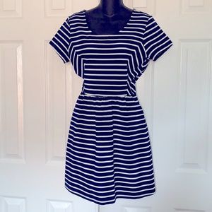 Navy White Striped Dress